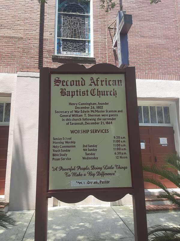 Sign Outside the Second African Baptist Church of Savannah