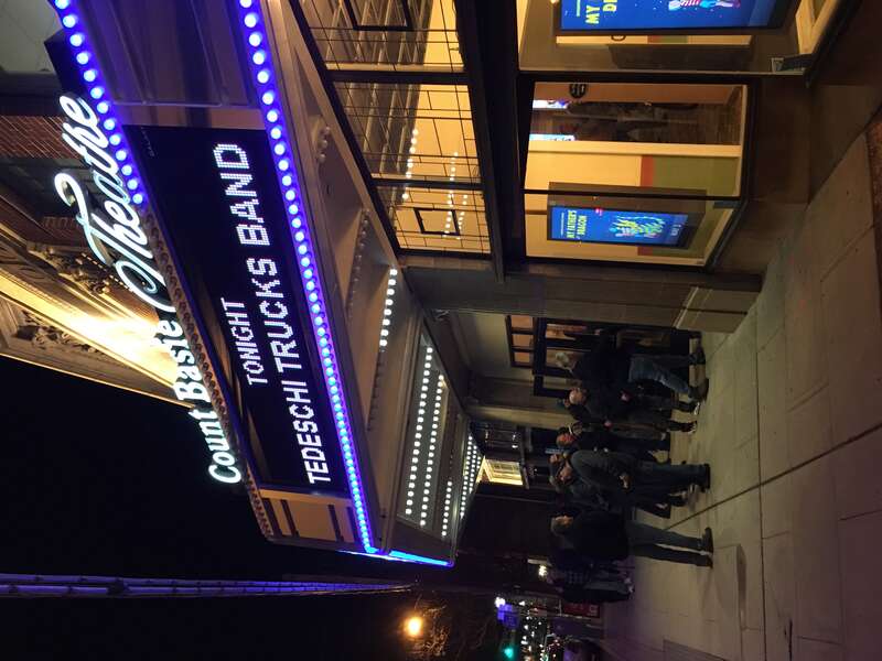 Marquee showing the Tedeschi Trucks Band appearing at the Count Basie Theatre in Red Bank, New Jersey.
