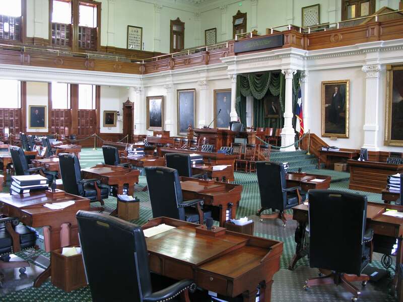 The Texas leglislature meets only once every two years. This is the Senate chamber.