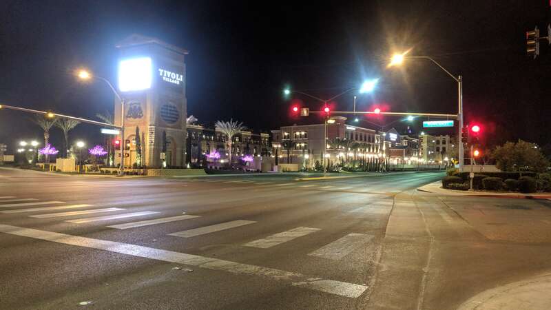 Looking south at the northern end of Tivoli Village in Las Vegas, seen from Rampart Boulevard.