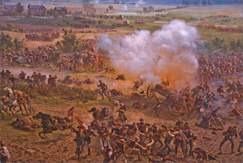 'The Battle of Gettysburg', also known as the Gettysburg Cyclorama, is a cyclorama painting by the French artist Paul Philippoteaux depicting &quot;Pickett's Charge&quot;, the climactic Confederate attack on the Union forces on Cemetery Ridge during the Battle