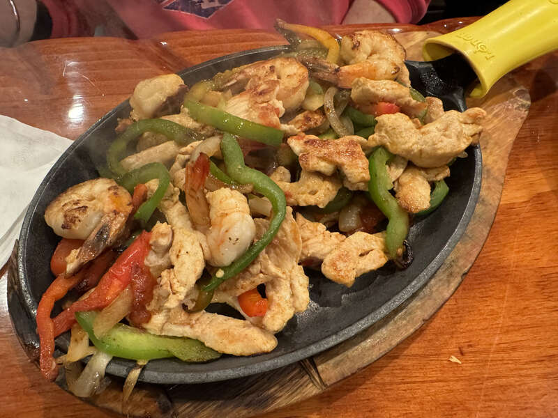Chicken and shrimp fajitas at El Soñador Mexican Restaurant.