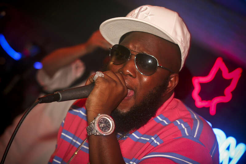 Freeway, an American rapper performing in Wilmington, Delaware.