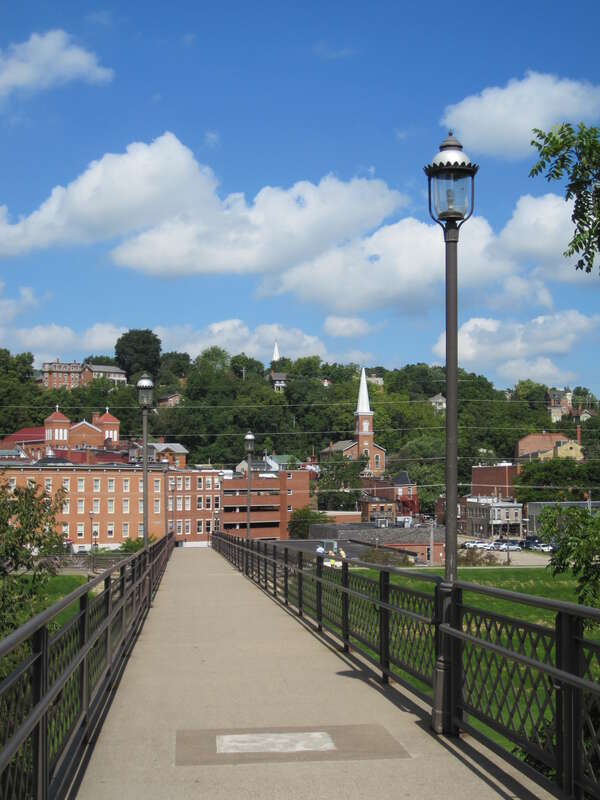 footbridge over the Galena River in Grant Park, Galena, Illinois, USA, August 2009