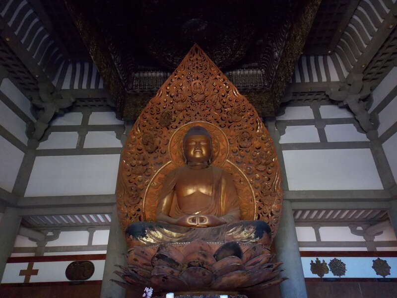 The Amida Buddha in the Byodo-In Temple, a non-denominational Buddhist temple, located at the Valley of the Temples on Oahu,Hawaii.