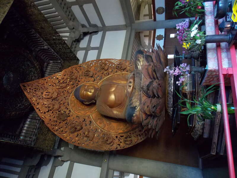 The Amida Buddha in the Byodo-In Temple, a non-denominational Buddhist temple, located at the Valley of the Temples on Oahu,Hawaii.