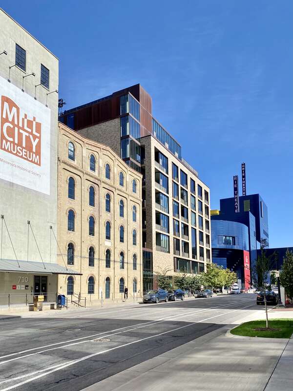 Built in 1878, this Italianate-style mill building was built as the Humboldt Flour Mill for the Bull and Newton milling company, and was later purchased by the adjacent Washburn-Crosby Mill, which renamed it the Washburn-Crosby E Mill.  The building