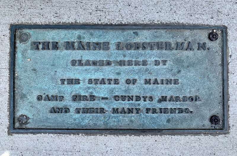The Maine Lobsterman sculpture was made by Victor B. Kahill in 1939. Elroy Johnson was the model. The sculpture is located on the Southwest Waterfront in Washington, D.C.