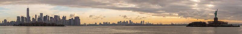 NYC skyline, Ellis Island, and Statue of Liberty right after sunrise.
I was in Los Angeles until after Christmas and then ended up in NYC on New Year's Eve during the day. A friend of mine needed to pick up a car part that was too expensive to ship,