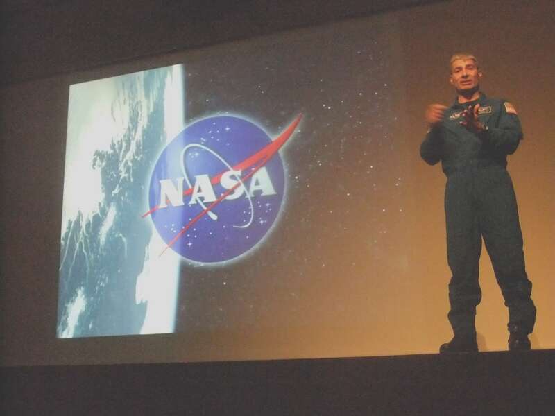 Picture of astronaut Mark Vande Hei from a talk that he gave at the College of St. Benedict / St. John's University on 2012-01-31.