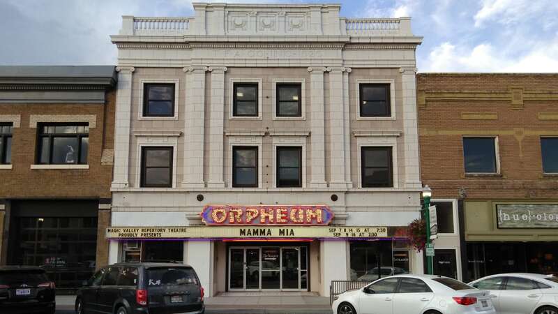 Picture of Orpheum Theatre which still stands in the Historic District of Downtown Twin Falls Idaho. 
The Theatre opened with 900 seats owned by Twin Falls Amusement Company Inc. and operated by A.R. Anderson.