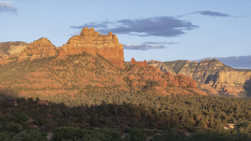 Red rock formations in Sedona, Arizona, looking north from the Airport Mesa