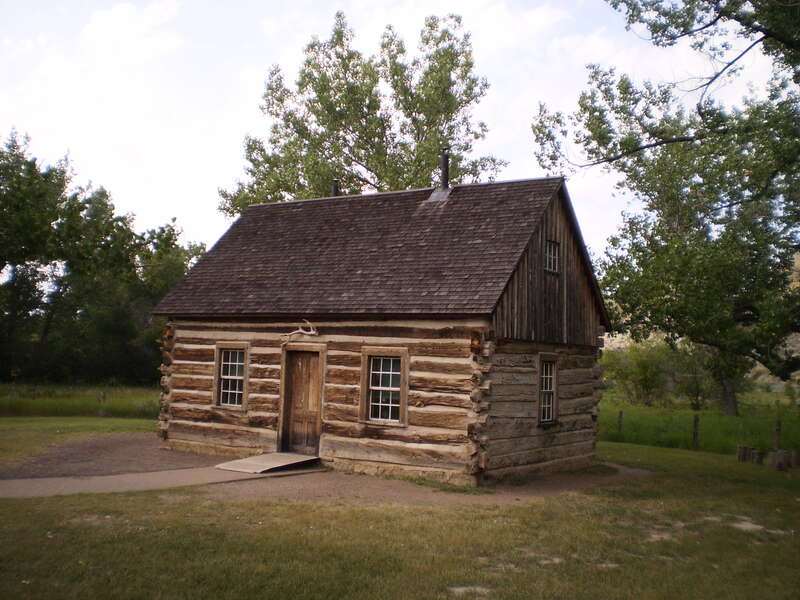 Theodore Roosevelt's 1884 Maltese Cross Ranch log cabin — in present day Theodore Roosevelt National Park, North Dakota.