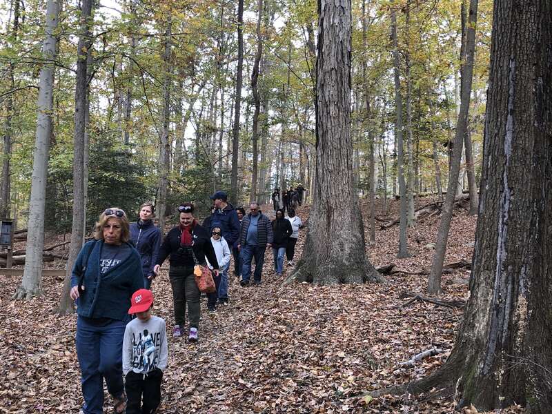 Visitors along the Azalea Trail in the Fall
