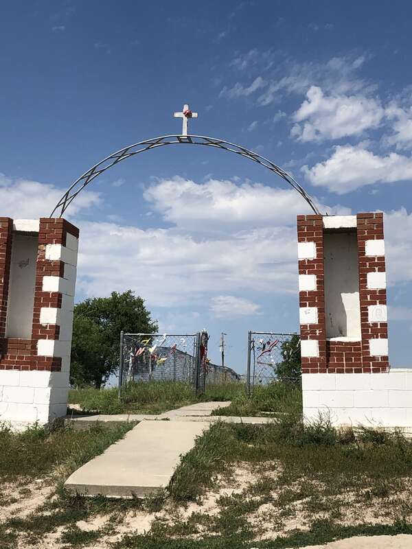 This is the archway that leads into the cemetery on the Wounded Knee site.