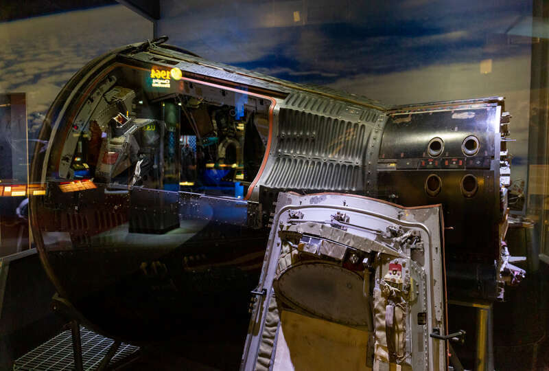 The Gemini 10 capsule on display at the Cosmosphere in Hutchinson, Kansas.
