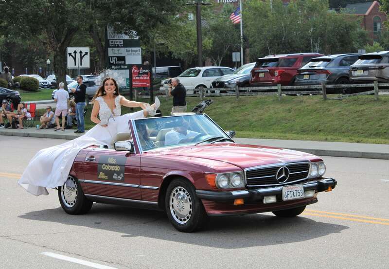 Miss Colorado Maura Spence-Carroll in the 2021 Show Us Your Shoes Parade in Mystic, Connecticut.