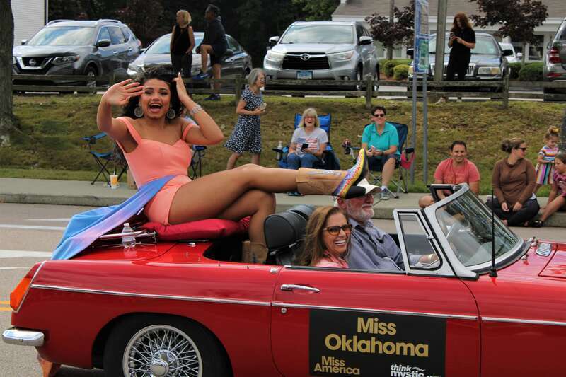 Miss Oklahoma Ashleigh Robinson in the 2021 Show Us Your Shoes Parade in Mystic, Connecticut.