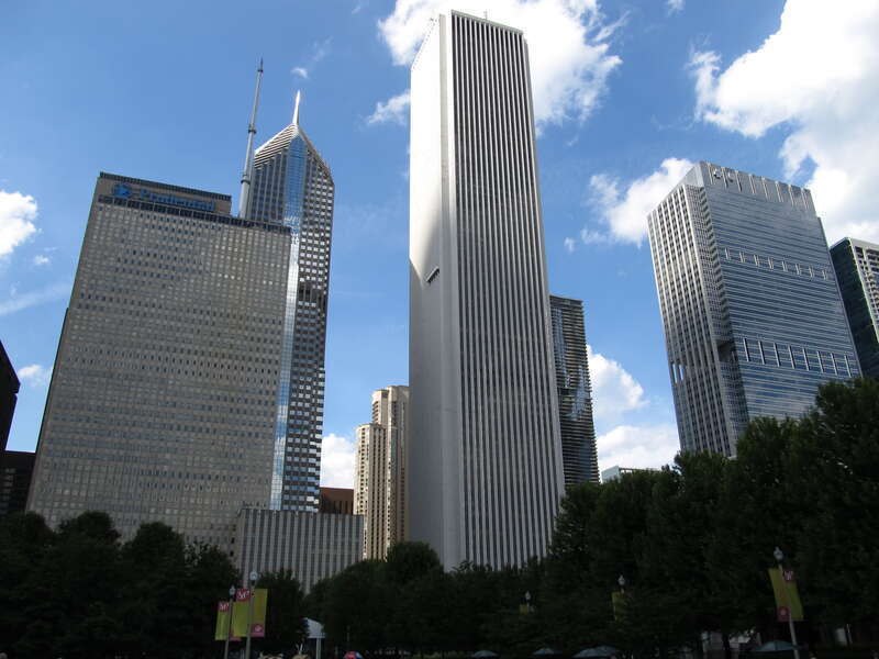 The Aon Center (200 East Randolph Street, formerly Amoco Building) is a modern skyscraper in the Chicago Loop, Chicago, Illinois, United States, designed by architect firms Edward Durell Stone and The Perkins and Will partnership, and completed in