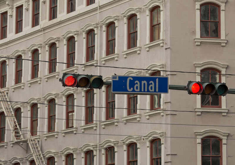 Canal Street at the uptown lake corner with Magazine Street, New Orleans, Louisiana