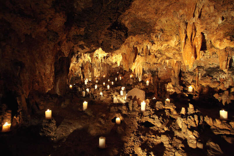 Candle light inside the Luray Caverns