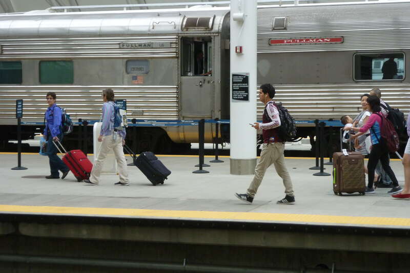 Denver - Union Station.  Amtrak Train 6 carried two vintage private cars on the rear.