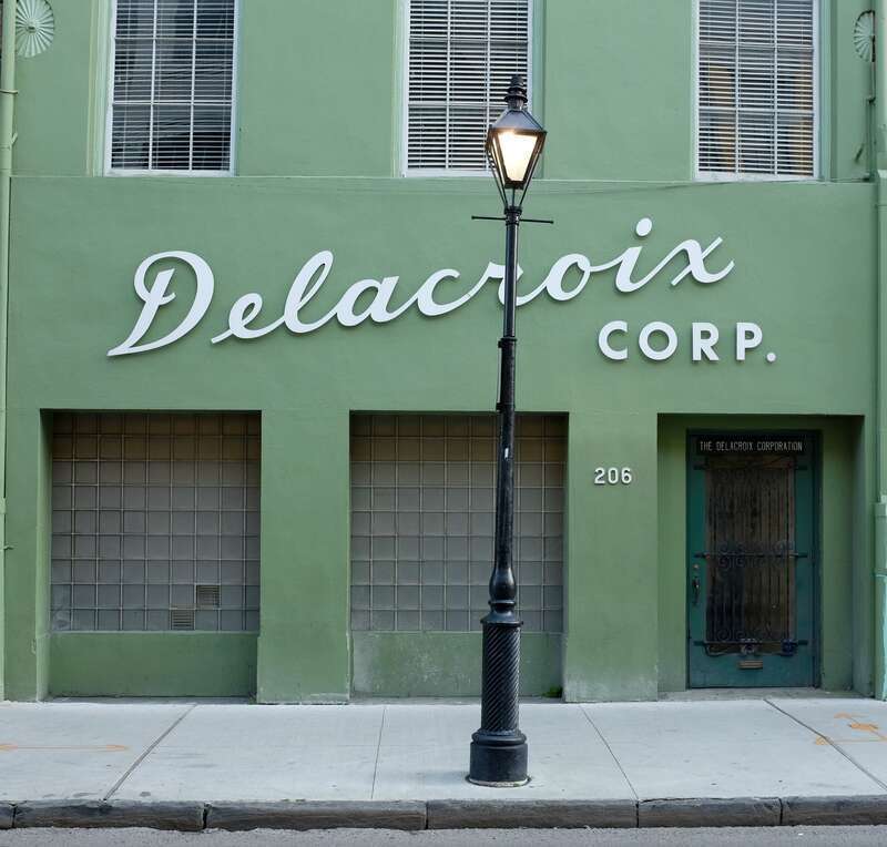 Classic typography on this sign for the Delacroix Corp.
