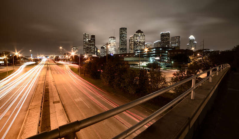 500px provided description: Double Vanishing [#Nikon ,#Architecture ,#Long Exposure ,#Bridge ,#City ,#Lights ,#Cityscape ,#Road ,#Trail ,#Urban ,#Texas ,#Nightshot ,#United States ,#Building ,#Houston ,#Rokinon ,#Vanishing ,#D750 ,#Memorial Pkwy]