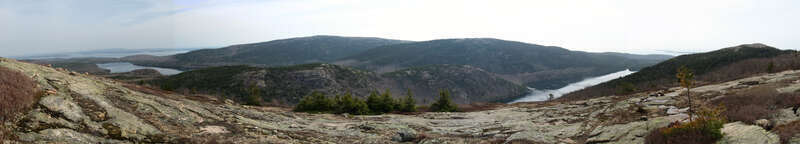 The view east from Sargent Mountain in Acadia National Park, Maine