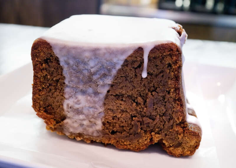 Emily's Iced Gingerbread Loaf from Church Street Coffee and Books.  I got a slice this morning. Very Good.  The icing is a nice touch. I got there just as this new loaf was put out.  It's hard to describe how tasty it is.