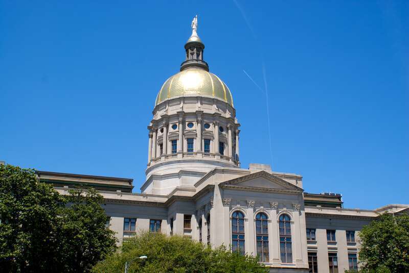 Close-up of the Georgia State Capitol.