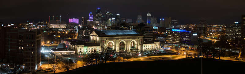 500px provided description: Downtown Kansas City and Union Station at Night [#downtown ,#night ,#Panorama ,#Kansas City ,#Missouri ,#Union Station]