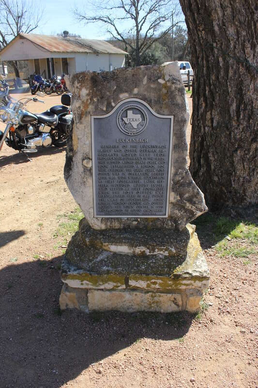 Members of the Luckenbach family and other German immigrants moved here from Fredericksburg (11 mi. NW) in the 1850s. They settled along Grape Creek and soon established a school for their children. the Grape Creek Post Office was in operation