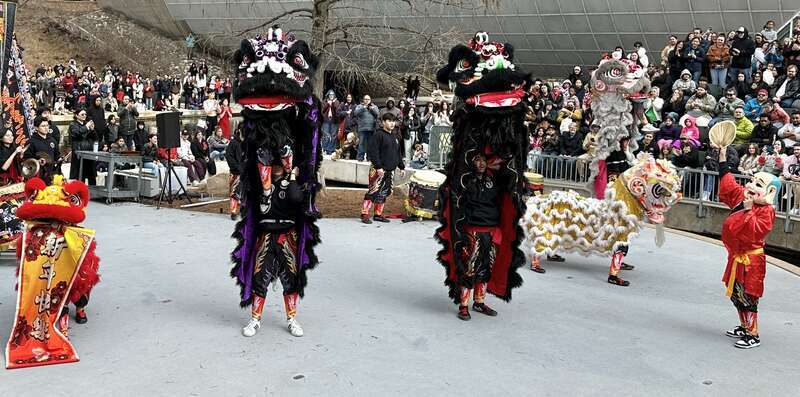 Lion Dance performed by Vietnamese American dance troupe for 2024 Lunar New Year celebration, Oklahoma City, OK