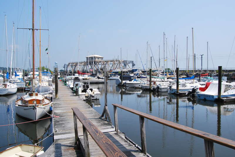 Marina in the Mystic River in Mystic, Connecticut.