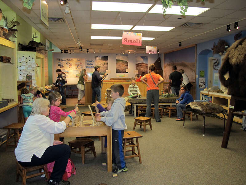 Photo of the Marx Discovery Center within Morril Hall (645 N. 14th Street), on the University of Nebraska-Lincoln city campus in Lincoln, Nebraska.  Photo is looking east inside the discovery center.