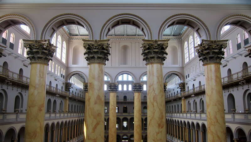 Interior of the National Building Museum, located in the Judiciary Square neighborhood of Washington, D.C.