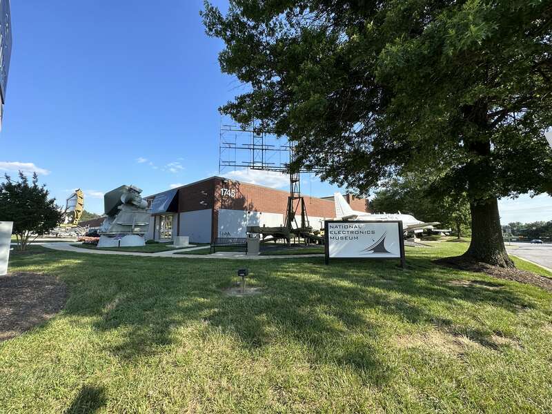 Street corner view of the National Electronics Museum in Linthicum, Maryland, taken after the museum had closed for relocation elsewhere.