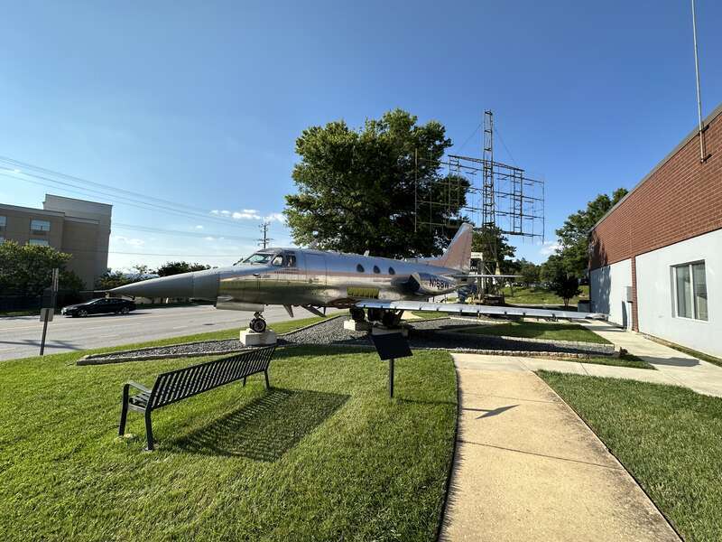 Static display of a North American Sabreliner aircraft, tail number N168W, on display at the National Electronics Museum in Linthicum, Maryland.  This aircraft was used by Northrop Grumman and Westinghouse in  flight test for radars and other