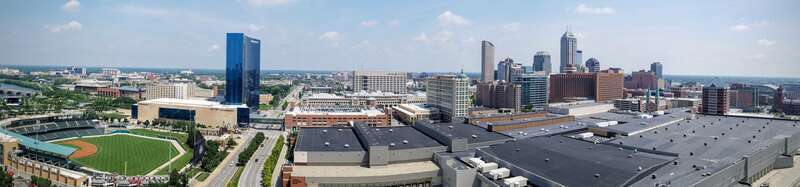 This photo was captured atop the Perry K. Steam Plant smokestacks, looking northeast across downtown Indianapolis.