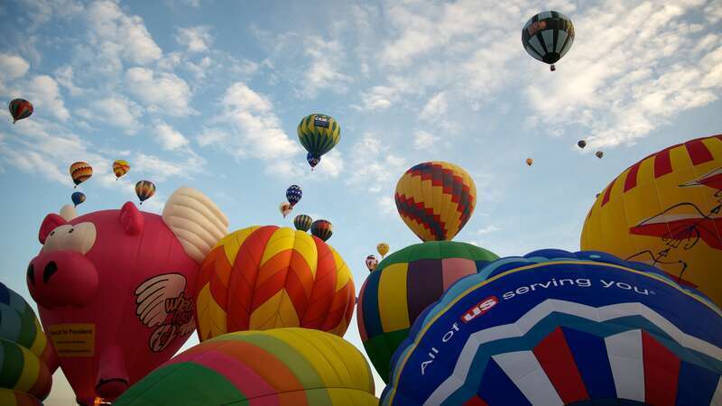 More balloons prepare to ascend. Albuquerque International Balloon Fiesta, 2012. Over 750 ballons on site.