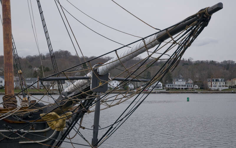A schooner in the water at Mystic, Connecticut, USA.