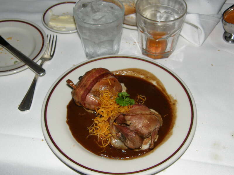 Quail wrapped in bacon at Arnaud's, New Orleans