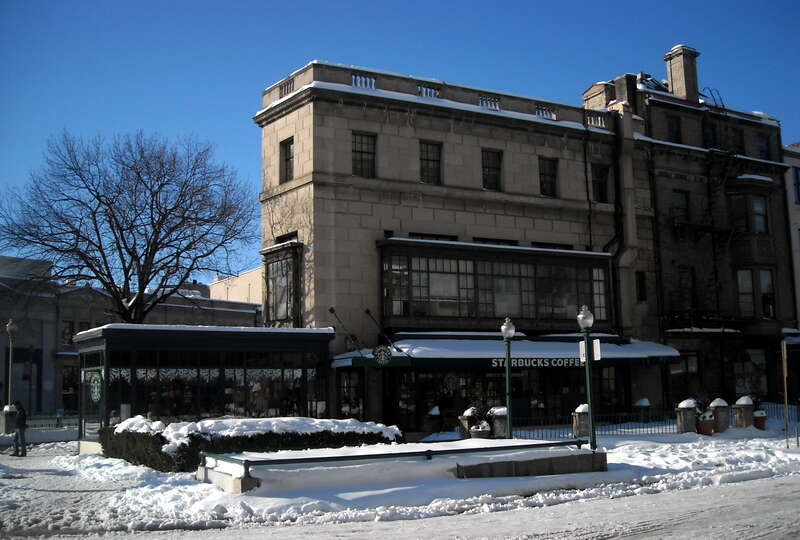 A Starbucks cafe, located at 1501 Connecticut Avenue, N.W., in the Dupont Circle neighborhood of Washington, D.C., following the North American blizzard of 2009.