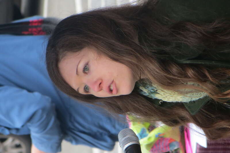 Protest at the Legislative Building in Olympia, Washington (2013.01.14). Jess Spear speaking.