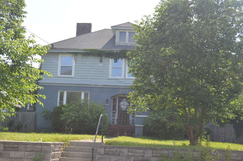 Rear and eastern side of Webster Hall, located at 548 Georgetown Street U.S. Route 25) in Lexington, Kentucky, United States.  Built in 1914, it is listed on the National Register of Historic Places.