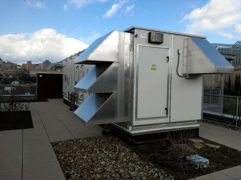 Berner Tricoil Energy Recovery System atop the Center for Sustainable Landscapes in Pittsburgh, Pennsylvania