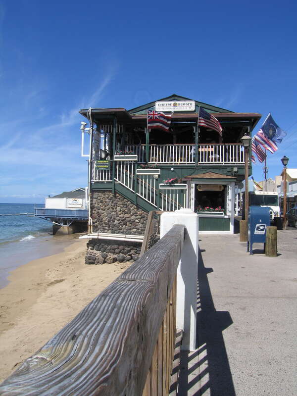 Cheeseburger in Paradise restaurant. Lahaina, Hawaii.