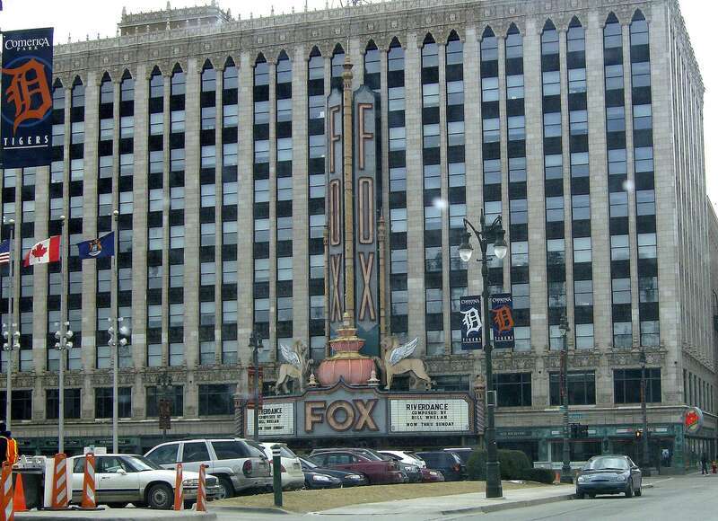 The Fox Theatre facade — Detroit, Michigan. It houses the headquarters of Little Caesars