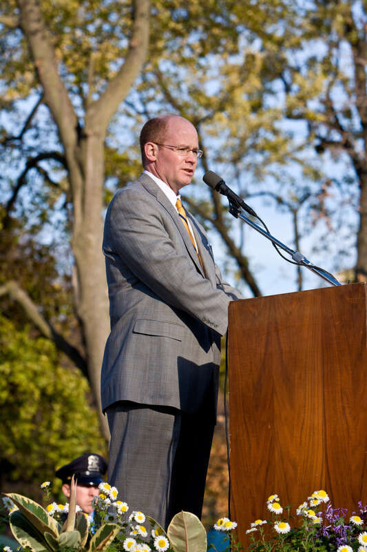 Illinois State Senator Don Harmon giving a speech